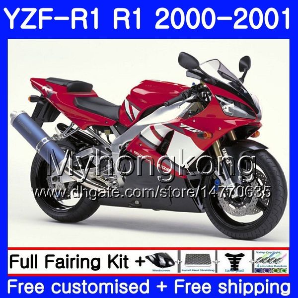 Corps pour YAMAHA YZF 1000 YZF R 1 YZF-1000 YZFR1 00 01 Cadre 236HM.34 YZF-R1 00 01 Carrosserie Rouge blanc chaud YZF1000 YZF R1 2000 2001 Carénage