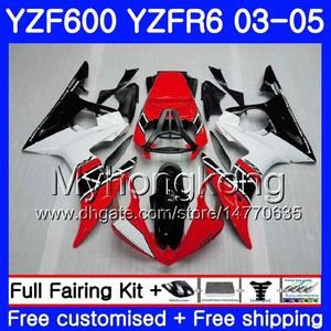 Cuerpo para YAMAHA YZF-600 YZF-R6 03 YZF R6 Rojo negro Fábrica 2003 2004 2005 Carrocería 228HM.27 YZF 600 R 6 YZF600 YZFR6 03 04 05 Kit de carenados