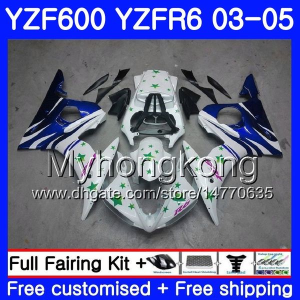 Corps Pour YAMAHA YZF-600 YZF-R6 03 YZF R6 2003 2004 2005 Carrosserie Blue flames stock 228HM.34 YZF 600 R 6 YZF600 YZFR6 03 04 05 Kit de carénages