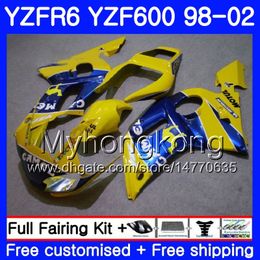 Corps Pour YAMAHA YZF R6 98 YZF600 YZFR6 98 99 00 01 02 230HM.1 YZF 600 YZF-R600 YZF-R6 CAMEL bleu usine 1998 1999 2000 2001 2002 Carénages