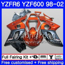 Corps Pour YAMAHA YZF R6 98 YZF600 YZFR6 98 99 00 01 02 230HM.5 YZF 600 YZF-R600 YZF-R6 Orange noir stock 1998 1999 2000 2001 2002 Carénages