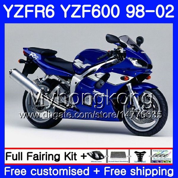 Corps Pour YAMAHA YZF R6 98 YZF600 YZFR6 98 99 00 01 02 230HM.15 YZF 600 YZF-R600 Usine bleu chaud YZF-R6 1998 1999 2000 2001 2002 Carénages