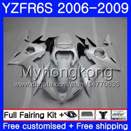 Corps pour YAMAHA YZF R6 S R 6S YZF600 YZFR6S 06 07 08 09 231HM.22 YZF-600 YZF R6S YZF-R6S Blanc Perle brillant 2006 2007 2008 2009 Kit de carénage