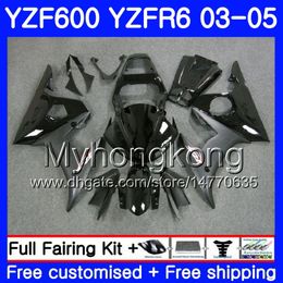 Lichaam voor Yamaha YZF600 YZF R6 03 04 05 YZFR6 03 Carrosserie 228HM.2 YZF 600 R 6 YZF-600 YZF-R6 Factory Black Hot 2003 2004 2005 Valingskit