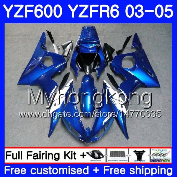 Corps pour YAMAHA YZF600 YZF R6 03 04 05 YZFR6 03 Carrosserie 228HM.13 YZF 600 R 6 YZF-600 YZF-R6 Bleu brillant stock 2003 2004 2005 Kit de carénage