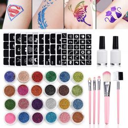 Body Glitter 24Color 125 Modèles Flash Poudre de Diamant pour Tatouage Temporaire Enfants Beauté Visage Peinture Art Outils Festival 230808