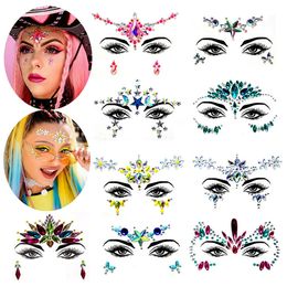 Body Glitter 9 Set 3D Gezicht Kristal Juwelen Tattoo Sticker Mode Gems Gypsy Festival Versiering Party Beauty Make-Up Stickers 230801