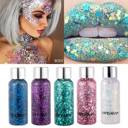 Body Glitter Oog Pailletten Gel Zeemeermin Schaal Gezicht Lip Poeder Schaduw Helder Gepolariseerd Dans Make-up Kleurrijk 230718