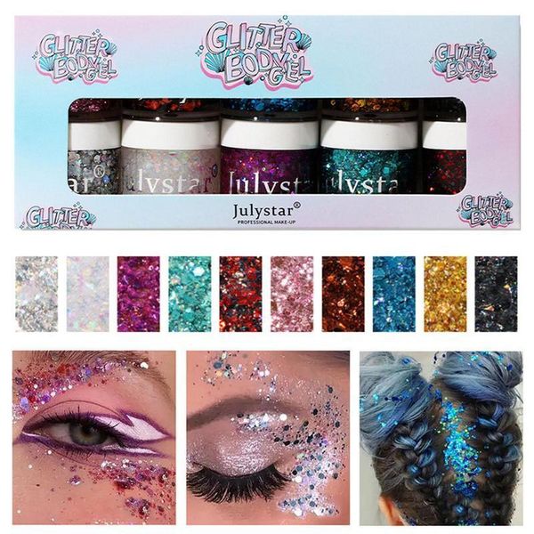 Body Glitter Face 10 colores Autoadhesivo Mardi Gras Makeup Hair Eye Fine Eyeshadow Perfecto para 230719