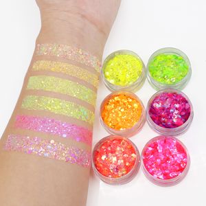 Body Glitter Festival UV Glow Maquillage pour le visage Fard à paupières Poudre Nail Art BIG Sequins Shimmer Diamond Eye Make Up Shiny Skin Glitters 230719