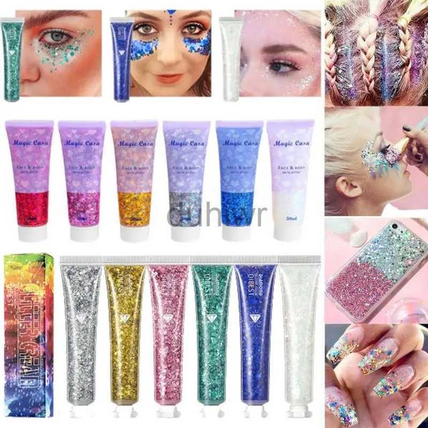 Crème de gel scintillant des paillettes de corps pour le visage Body Lief Eye ongle DIY Shinning Shadow Shimmer Gel Sequins Colorful Stage décros Lasting MakeU D240503