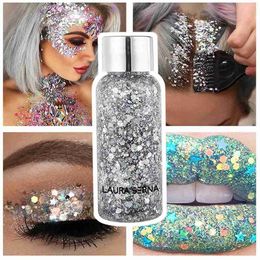 Body Glitter Liquid Eye Shadow Suit Sequins Body Glitter Gel Arte de lentejuelas sueltas Festival Festival Decoración de la cara Costa de brillo duradero D240503