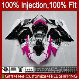 Inyección corporal para DUCATI 848R 848S 1098S 1198S 07-12 Carenado 18No.108 848 1098R 1198R 07 08 09 10 11 12 2012 Negro Rosa 1098 1198 S R 2007 2008 2009 2010 2011 carenado OEM