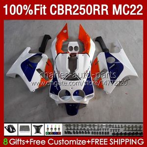 Lichaaminjectie voor HONDA CBR250RR 1990 1991 1992 1995 1996 1997 1998 1999 131 NO.66 CBR 250RR Blue Orange 250 RR CC 250CC MC22 CBR250 RR 90 91 92 93 94 95 96 97 98 99 FACKING