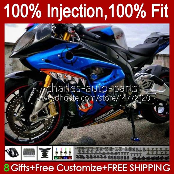 Moule d'injection de corps pour BMW S-1000RR Shark Blue S1000 RR 2009 2010 2011 2012 2013 2014 19No.77 S1000-RR 09-14 S 1000RR 1000 RR S1000RR 09 10 11 12 13 14 Kit de carénage OEM