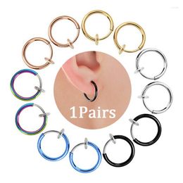 Bijoux de corps 1 paires Punk Goth boucles d'oreilles titane rétractable pour les femmes Septum pince sur nez lèvre oreille faux Piercing anneaux goujon