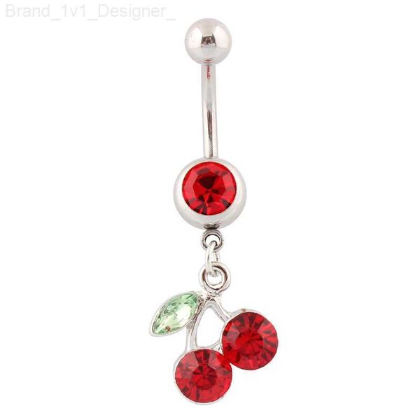 Joyas del cuerpo Ciertas de frutas Cerezas del ombligo Anillos de la moda Percado del ombligo rojo Al por mayor 14G Pin de acero quirúrgico L230808