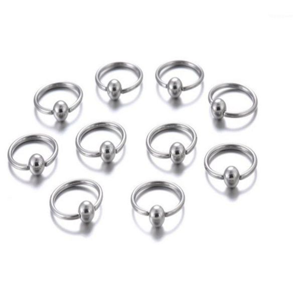 Bijoux de corps autres 10 pièces/ensemble anneau de nez Piercing cerceau en acier fermeture pour lèvre oreille argent plaqué boule bijoux1