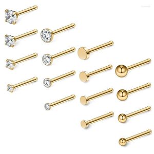 Body sieraden Andere 20 g 18 g staal 1,5 mm-3 mm platte bal helder CZ NOSE BUTEN RINGEN BEN PIN PIERCING 16-34PCS