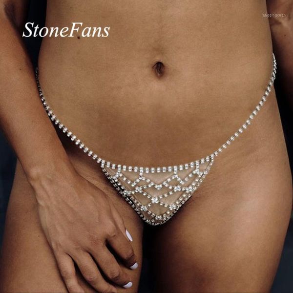 Bijoux de corps Autres Stonefans Chaîne de taille sexy Sous-vêtements en cristal pour femmes Mesh Strass String Bikini Culotte Lingerie Valentine Cadeau1