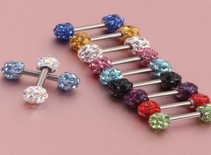 Body sieraden hele 50pcslot mix 10 kleuren kristallen bal earring body piercing sieraden nep oorstop tong ring5066632
