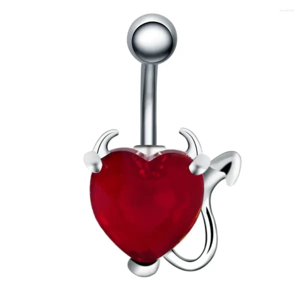 Joyería corporal ZIIME, 1 pieza, Circonia cúbica roja, corazón de cristal colgante, anillos para el ombligo del embarazo, Piercing para el Ombligo de acero sexual para mujeres, Ombligo