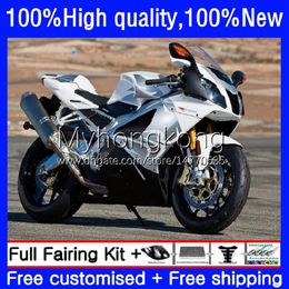 Kit de carrocería para Aprilia RSV1000R Mille RV60 RSV 1000 R Blanco plateado 1000R 2003 2004 2005 2006 Carenado 9No.72 RSV1000RR RSV1000 RSV-1000 R RR 03 04 05 06 Carenado de motocicleta