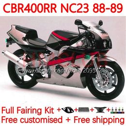 Body Kit Voor HONDA 400CC CBR400 RR NC23 CBR 400 RR CC NC29 88-99 Carrosserie 130No.139 CBR400RR 88 89 90 91 92 93 CBR 400RR 1988 1989 1990 1991 1992 1993 OEM Kuip zwart zilver