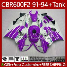 Body Kit voor Honda Carrosserie CBR600F2 600CC 600FS 63NO.205 CBR 600 600F2 91-94 CBR600 F2FS CC 91 92 93 94 CBR600FS CBR600-F2 PAARS WIT 1991 1992 1993 1994 FACKING + TANK