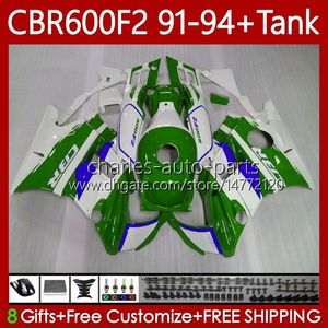 Body Kit voor HONDA CANDWORK CBR600F2 600CC 600FS 63NO.208 CBR 600 600F2 91-94 CBR600 F2 GROENE BLAUW FS CC 91 92 93 94 CBR600FS CBR600-F2 1991 1992 1993 1994 FACKING + TANK