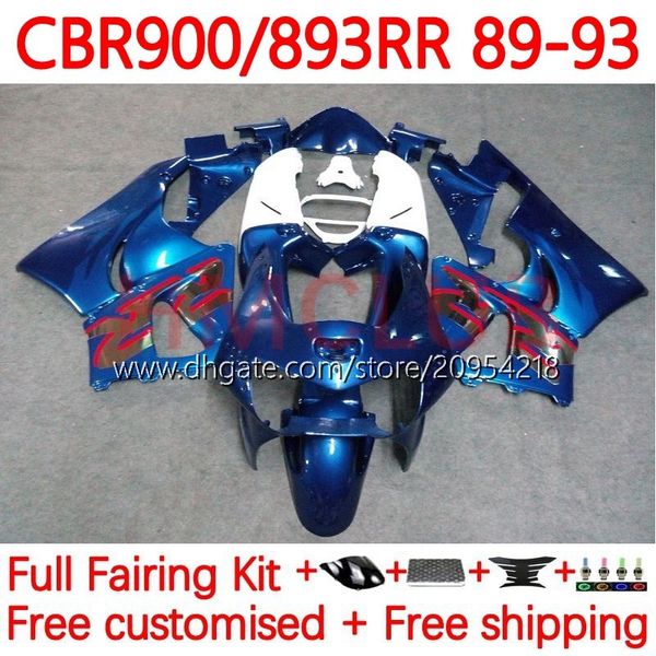 Kit de carrocería para HONDA CBR 893RR 900RR CBR893 CBR 900 893 RR CC 89-97 Carrocería 119No.21 893CC CBR893RR 89 90 91 92 93 CBR900RR 1989 1990 1991 1992 1993 Carenado azul de fábrica