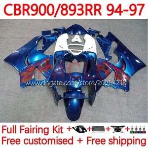 Kit de carrosserie pour HONDA CBR893 CBR 900 893 RR CC 89-97 Carrosserie 120No.21 CBR 893RR 900RR 893CC CBR893RR 89 94 95 96 97 CBR900RR 1989 1994 1995 1996 1997 Carénage bleu usine