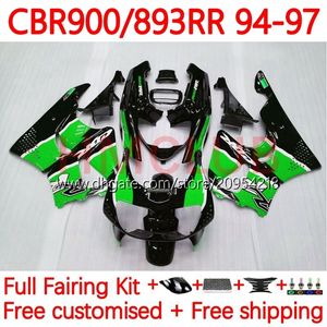 Kit carrosserie pour HONDA CBR893 CBR 900 893 RR CC 89-97 Carrosserie 120No.83 CBR 893RR 900RR 893CC CBR893RR 89 94 95 96 97 CBR900RR 1989 1994 1995 1996 1997 Carénage vert noir