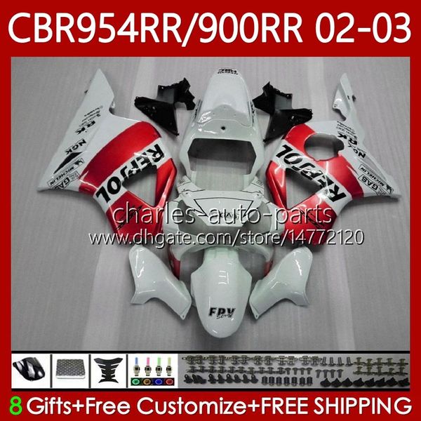 Kit carrosserie pour HONDA CBR954-RR CBR900RR 2002-2003 Carrosserie 61No.113 CBR954RR Repsol rouge CBR954 CBR900 CBR 900 954 RR CC 900CC 2002 2003 CBR 954RR 900RR 02 03 Carénages