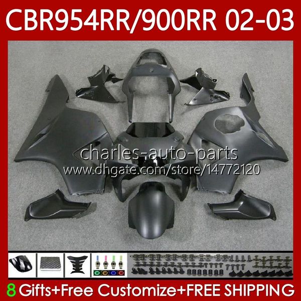 Kit de carrocería para HONDA CBR954-RR CBR900RR 2002-2003 Carrocería 61No.117 CBR954RR CBR954 CBR900 CBR 900 954 RR CC 900CC 2002 2003 CBR 954RR 900RR 02 03 Carenados Negro mate