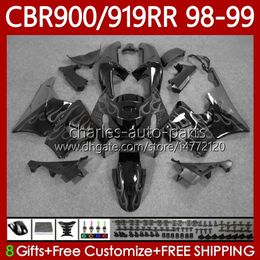 Kit de carrocería para HONDA llamas grises CBR919RR CBR 919RR 900RR CBR919 CBR900 RR 1998 1999 Carrocería 127No.107 900CC 919CC CBR900RR 98-99 CBR 900 919 RR CC 98 99 ABS OEM Carenado