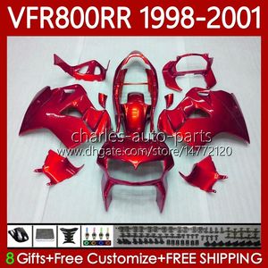 Kit carrosserie pour HONDA Interceptor VFR 800RR 800 CC RR VFR800RR 1998 1999 2000 2001 Carrosserie 128No.92 VFR-800 800CC VFR800R 98-01 VFR800 RR 98 99 00 01 Carénage rouge métal