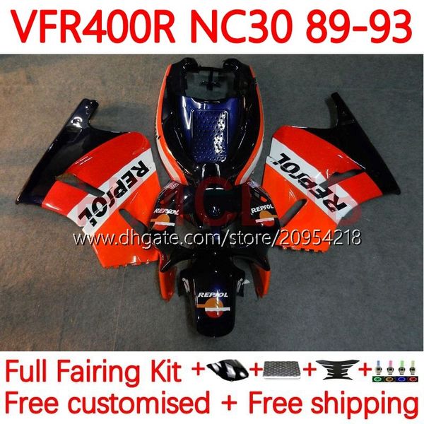 Kit carrosserie pour HONDA RVF400R VFR400 R N30 V4 VFR400R 89-93 133No.19 RVF VFR 400 RVF400 R 400RR 89 90 91 92 93 VFR400RR VFR 400R 1989 1990 1991 1992 1993 Repsol de carénage bleu