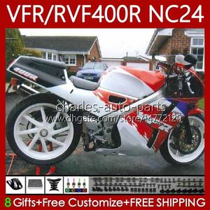 Kit carrosserie pour HONDA RVF400R VFR400 R NC24 V4 VFR400R 87-88 Carrosserie 78No.45 RVF VFR 400 RVF400 R 400RR 87 88 Blanc rouge VFR400RR VFR 400R 1987 1988 Carénage de moto