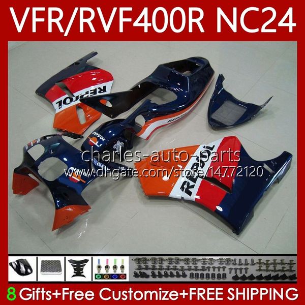 Kit carrosserie pour HONDA RVF400R VFR400 R NC24 V4 VFR400R 87-88 Carrosserie 78No.56 RVF VFR Repsol bleu 400 RVF400 R 400RR 87 88 VFR400RR VFR 400R 1987 1988 Carénage de moto