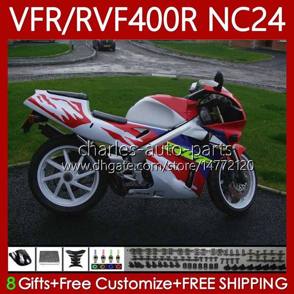 Kit de carrocería para Honda RVF400R VFR400 R NC24 V4 VFR400R 87-88 Bodywork 78NO.47 RVF VFR 400 RVF400 Rojo Blanco Blanco R 400RR 87 88 VFR400RR VFR 400R 1987 1988 MotorCle Carding