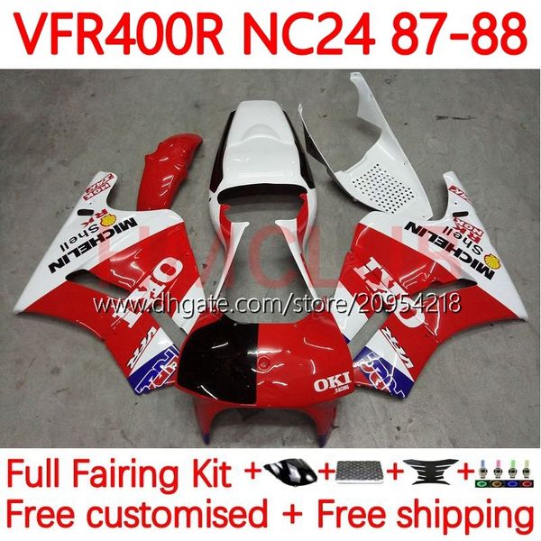 Kit de carrosserie pour HONDA RVF400R VFR400 R NC24 V4 VFR400R 87-88 Carrosserie 132No.3 RVF VFR 400 RVF400 R 400RR 87 88 VFR400RR VFR 400R 1987 1988 Carénage moto pas course!!