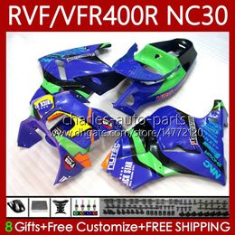 Kit de carrocería para HONDA RVF400R VFR400 R NC30 V4 VFR400R 89-93 79No.62 RVF VFR 400 RVF400 R 400RR 89 90 91 92 93 VFR400RR VFR 400R 1989 1990 1991 1992 1993 Carenado Stock azul