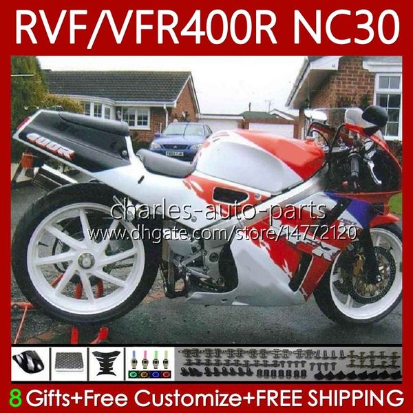 Kit carrosserie pour HONDA RVF400R VFR400 R NC30 V4 VFR400R 89-93 79No.45 RVF VFR 400 RVF400 R 400RR 89 90 91 92 93 VFR400RR VFR 400R 1989 1990 1991 1992 1993 Carénage Repsol rouge