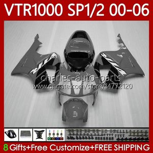 Kit de corps pour Honda VTR1000 RTV1000 RC51 00 01 02 03 04 05 06 Bodywork 123NO.73 VTR Gris Noir 1000 SP1 SP2 2000 2001 2002 2004 2004 2006 2006 VTR-1000 2000-2006