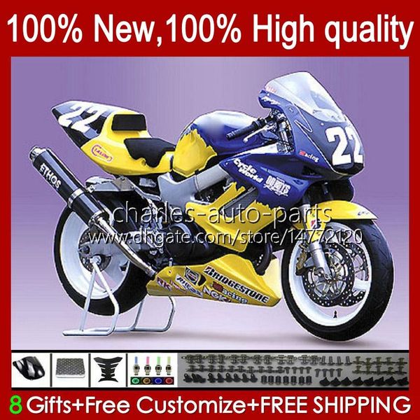 Kit carrosserie pour HONDA VTR1000F SuperHawk VTR1000 51No.32 VTR 1000 F 1000F Bleu jaune 97 98 99 00 01 02 03 04 05 VTR-1000F 1997 1998 1999 2000 2001 2002 2003 2004 2005 Carénage