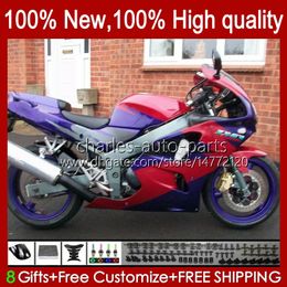 Body Kit voor Kawasaki Ninja ZX-636 ZX 6R 636 600CC 600 cc Blauw rood Glanzend 1994 1995 1996 1997 Carrosseries 50HC.86 ZX600 ZX 6 R ZX636 ZX-6R 94-97 ZX600C ZX6R 94 95 96 97 FACKING