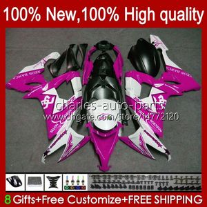 Body Kit voor Kawasaki Ninja ZX1000 C 1000CC ZX1000C 08-10 Carrosserie Roze Wit 56NO.144 ZX 10R ZX10 10 R 1000 CC ZX-10R 2009 2009 2010 ZX10R 08 09 10 Motorfietsen