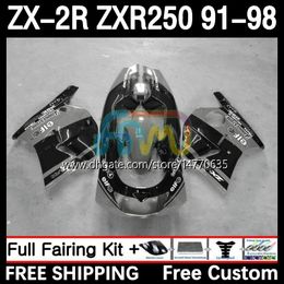 Kit Carrosserie Pour KAWASAKI NINJA ZXR-250 ZX 2R 2 R R250 ZXR 250 ZXR250 1991 1992 1993 1994 1995 1996 1997 1998 9DH.21 ZX-R250 ZX-2R ZX2R 91 92 93 94 95 96 97 98 Carénage noir gris