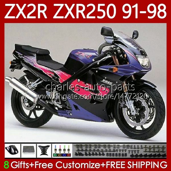 Kit carrosserie Pour KAWASAKI NINJA ZXR-250 ZX 2R 2 R R250 Violet noir ZXR 250 ZXR250 1991 1992 1993 1994 1995 1996 1997 1998 85No.70 ZX-R250 ZX-2R ZX2R 91 92 93 94 95 96 97 98 Carénage